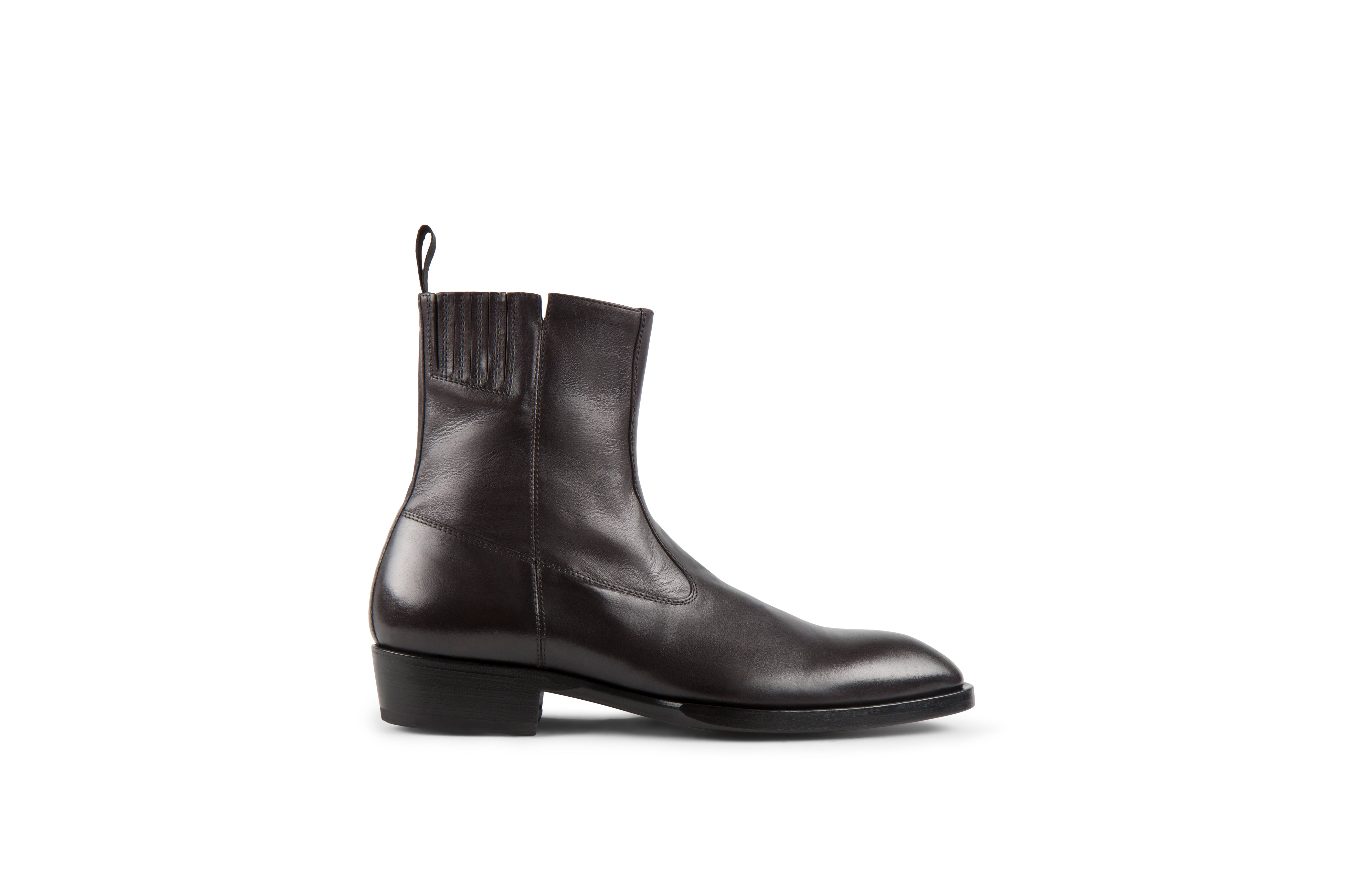 Hellstrom Black Soft Cordovan Leather Zipper Boots