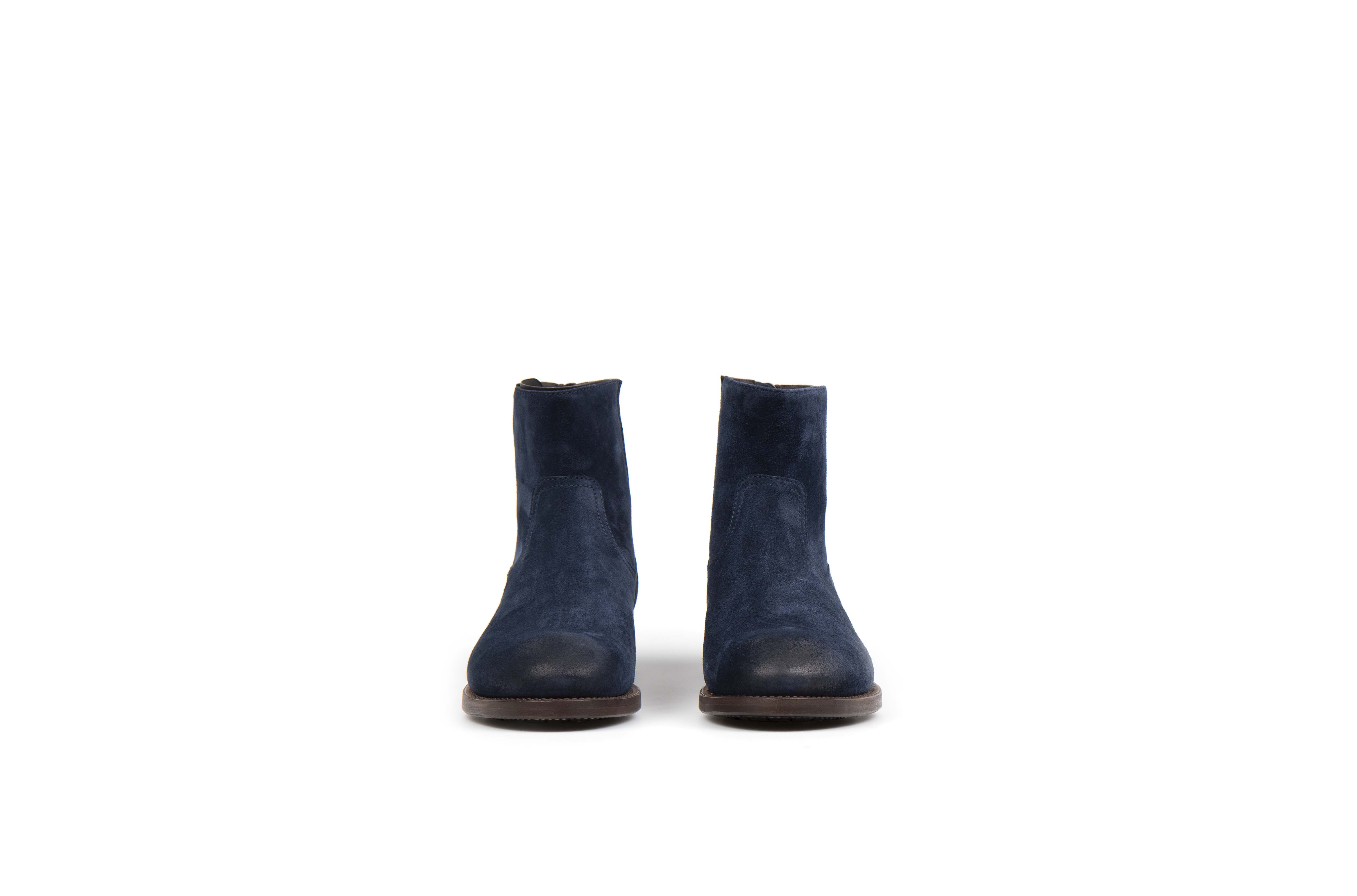 Flame Navy Suede Leather Zipper Boot