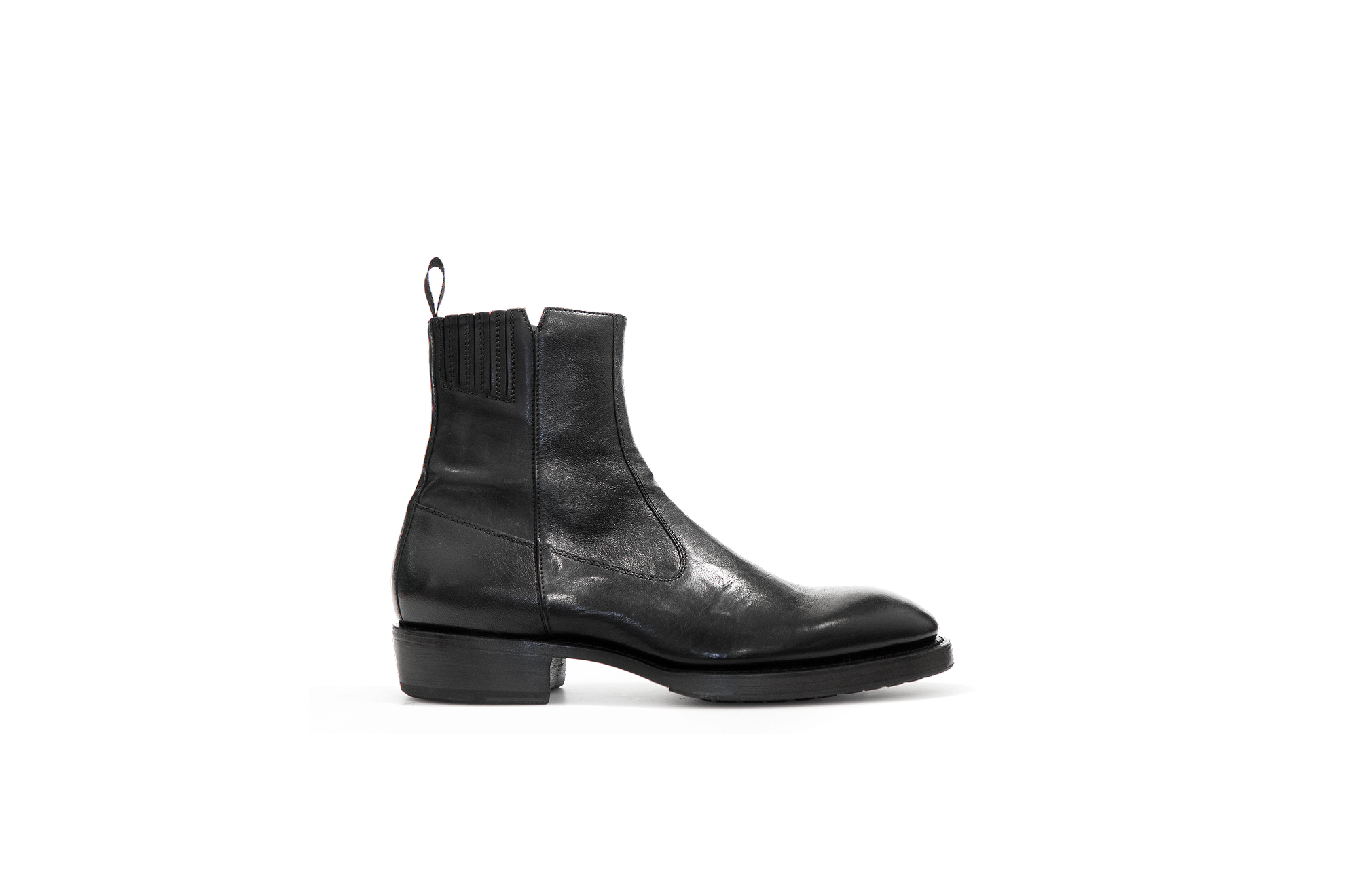 Axwell Black Cangaroo Leather Zipper Boots