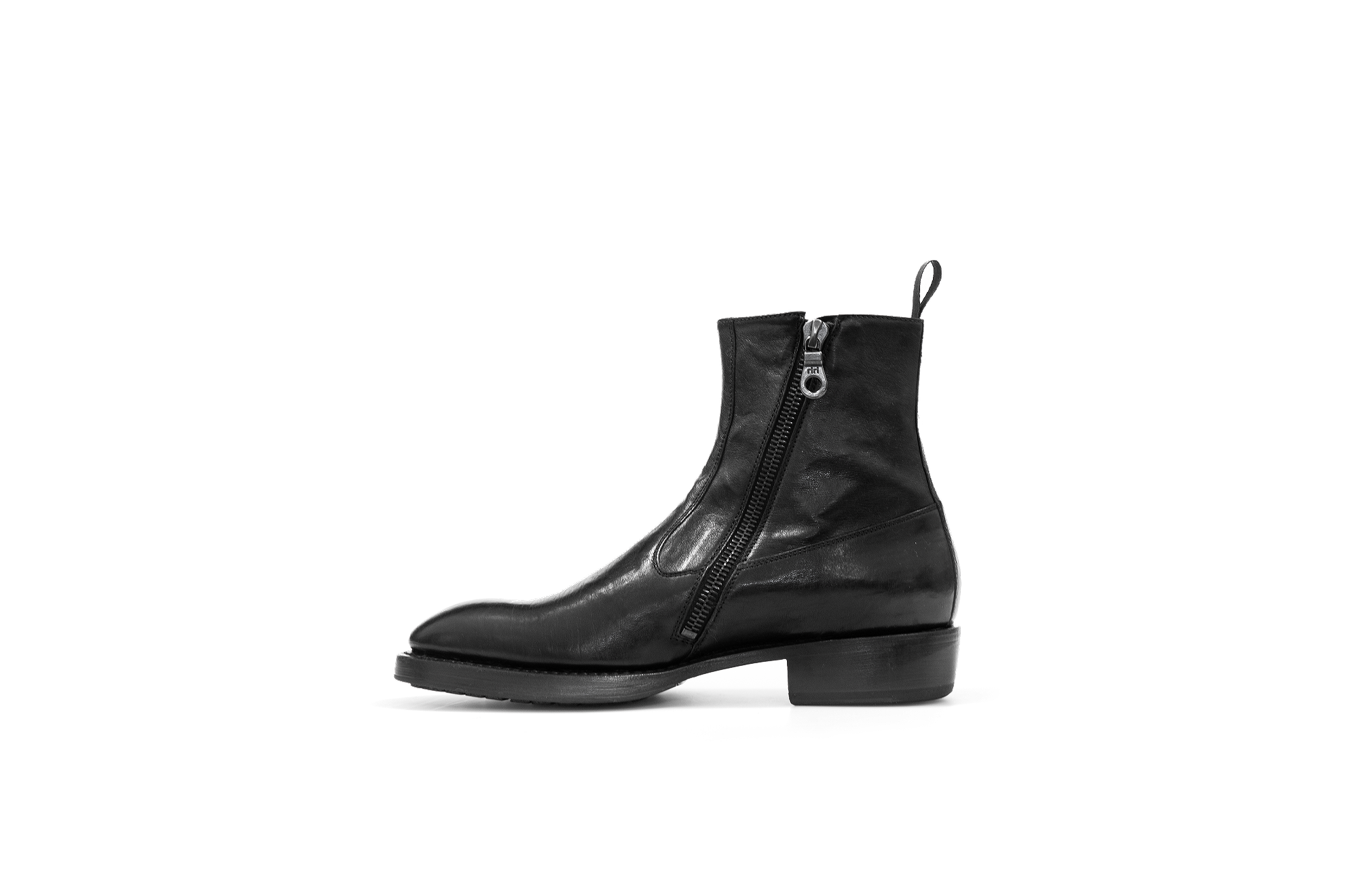 Axwell Black Cangaroo Leather Zipper Boots