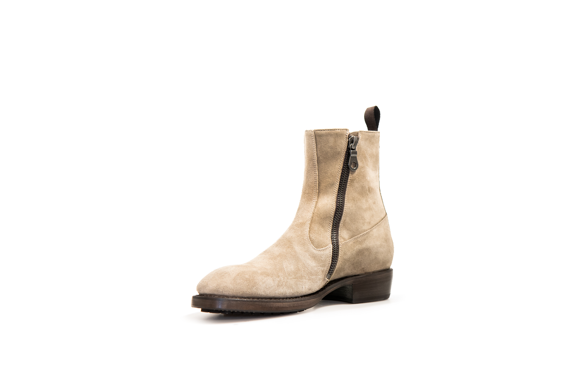 Axwell Sand Suede Leather Zipper Boots