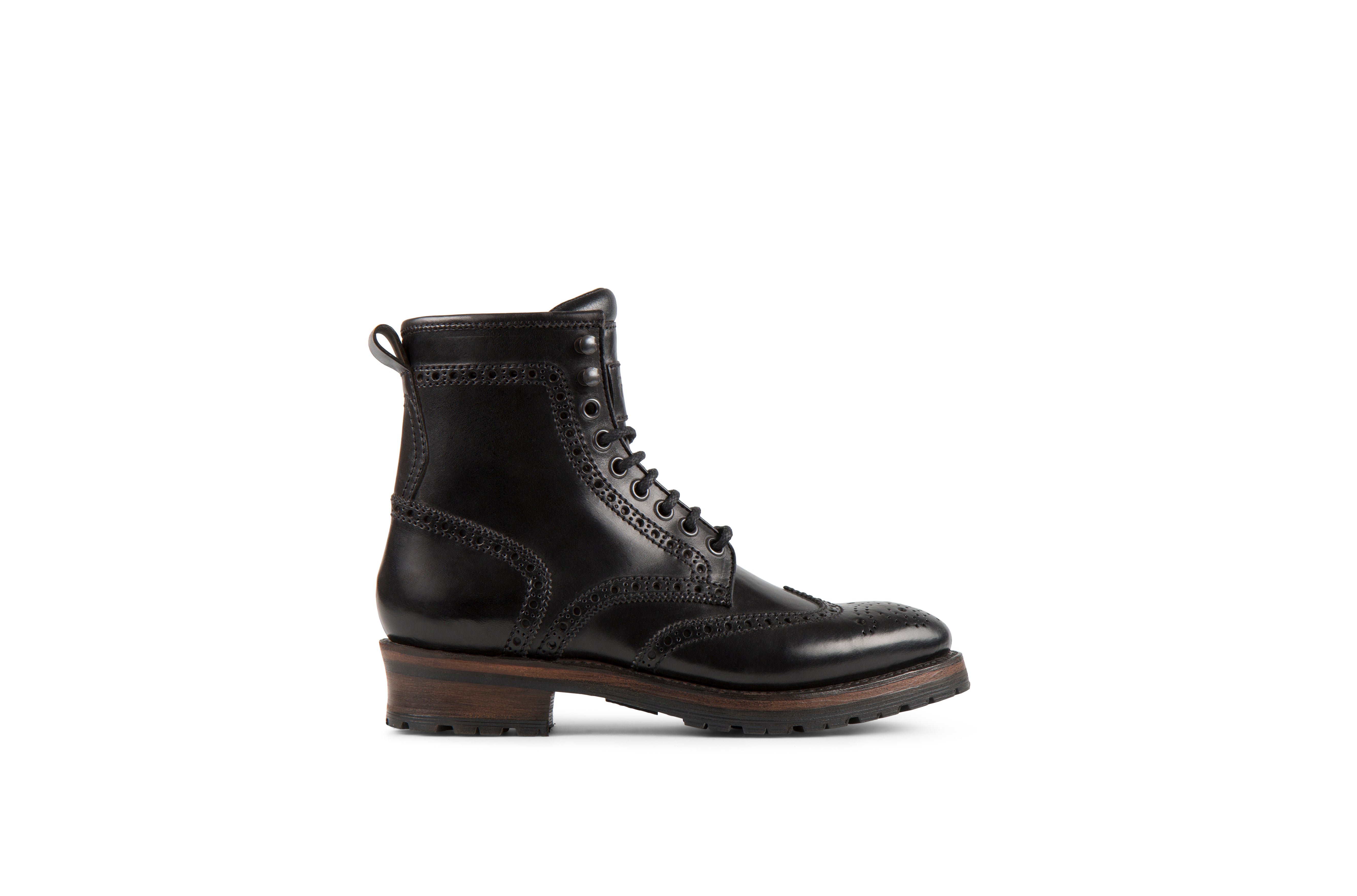 Baltimore Black Cordovan Leather Logger Boots