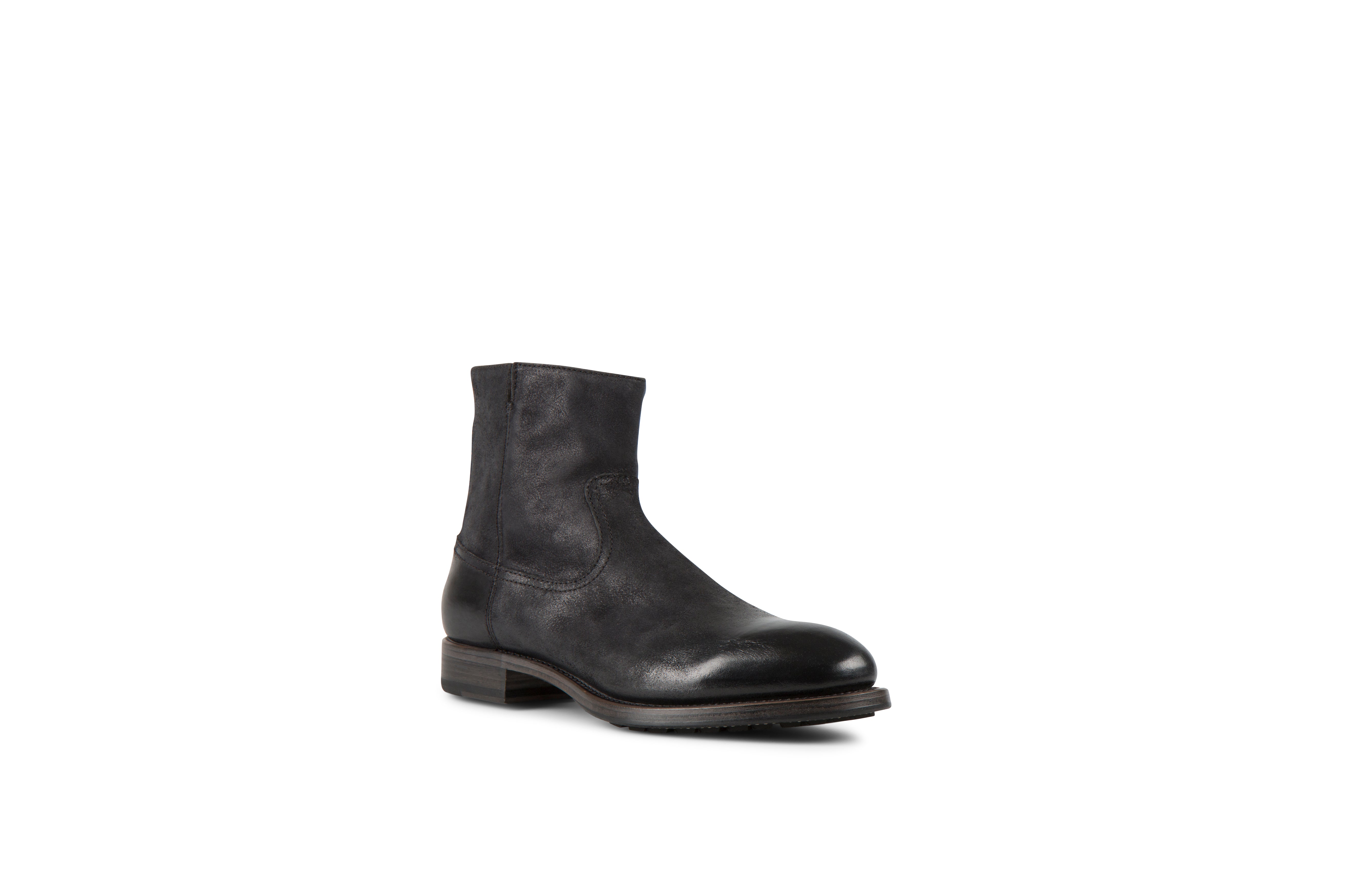 Flame Black Reversed Cordovan Leather Zipper Boots