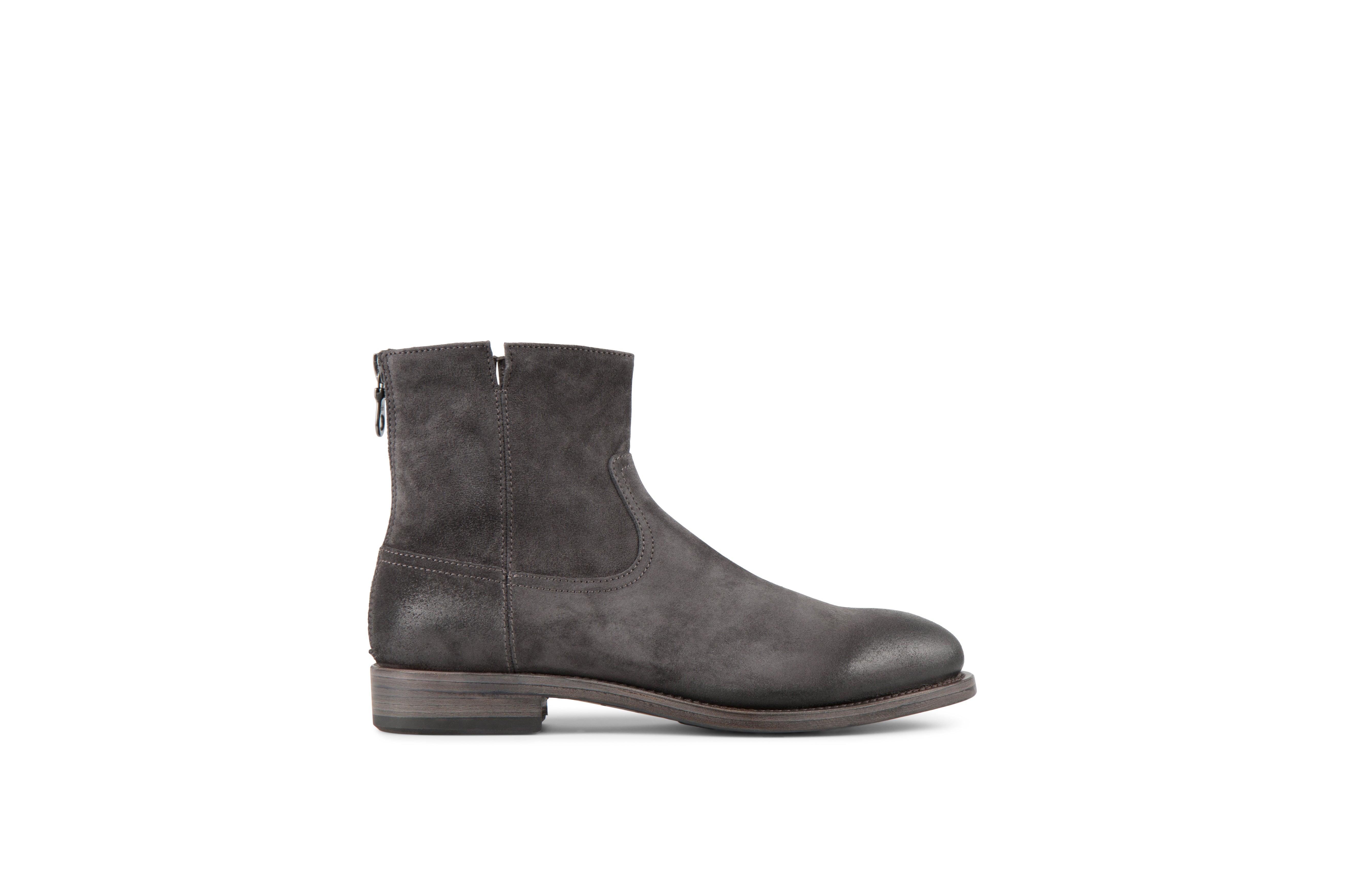 Flame Anthracite Suede Leather Zipper Boots