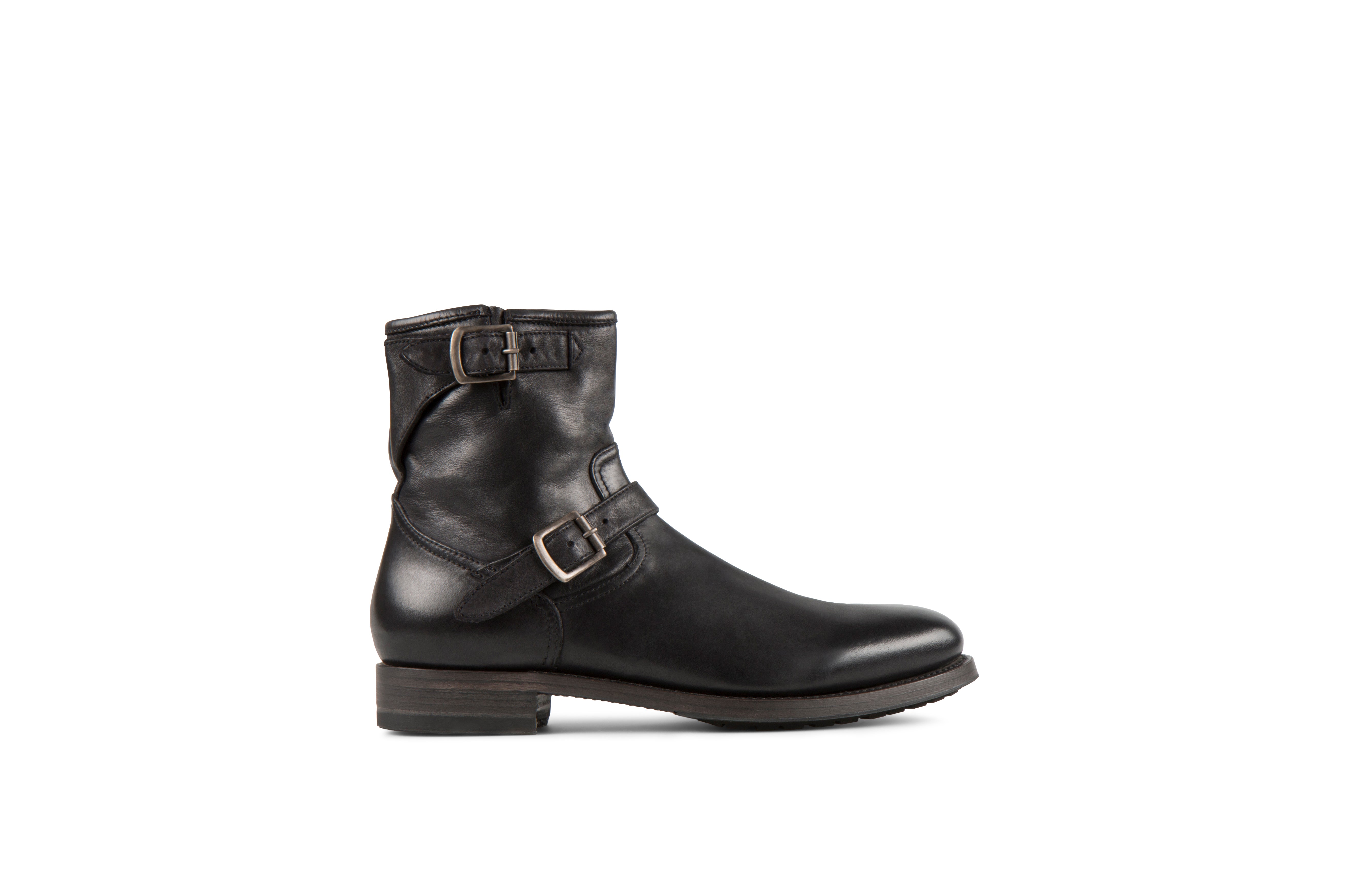 Lowrider Black Washed Calf Leather Rock Boots