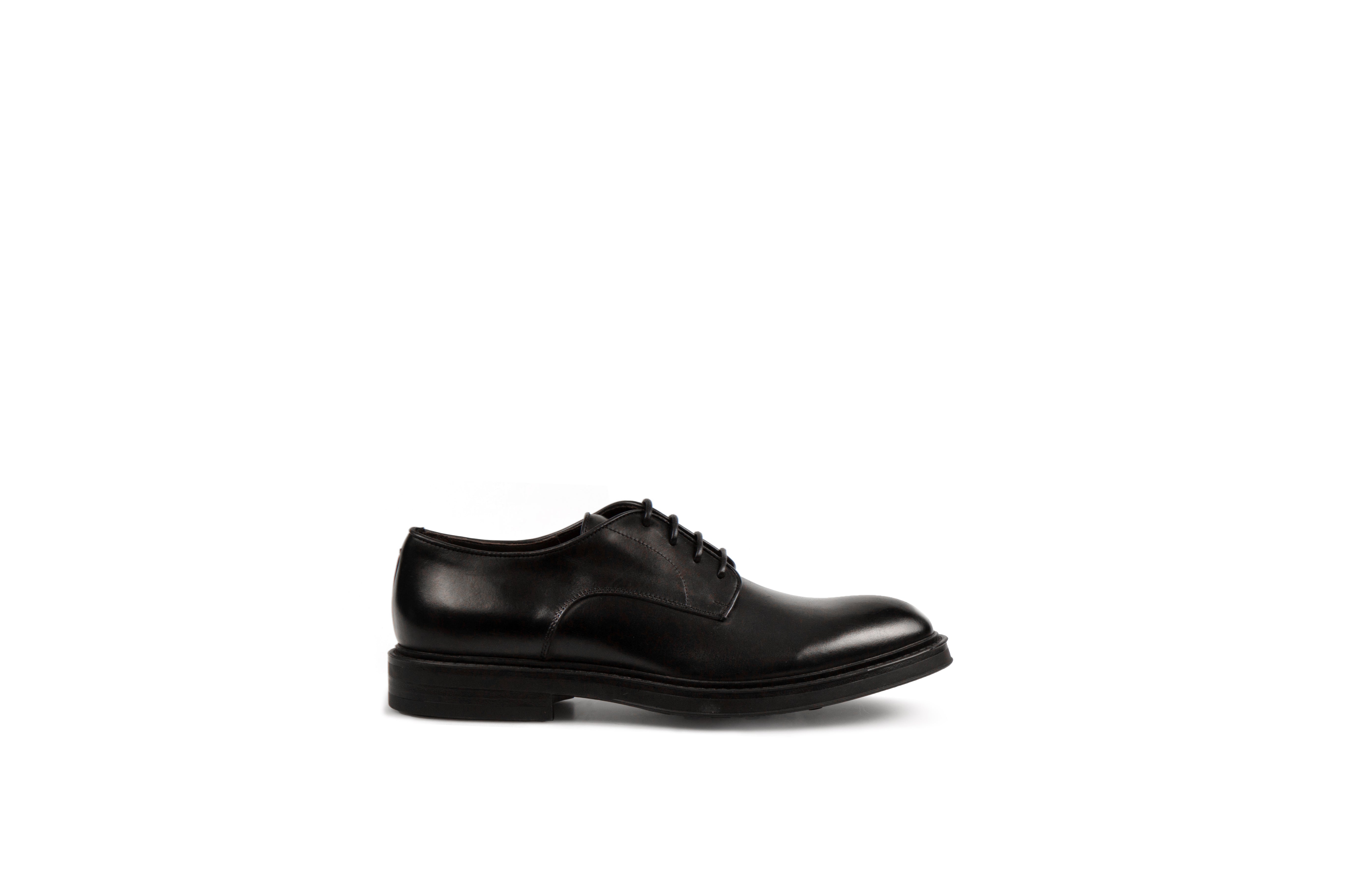 Link Black Derby Calf Leather Shoes