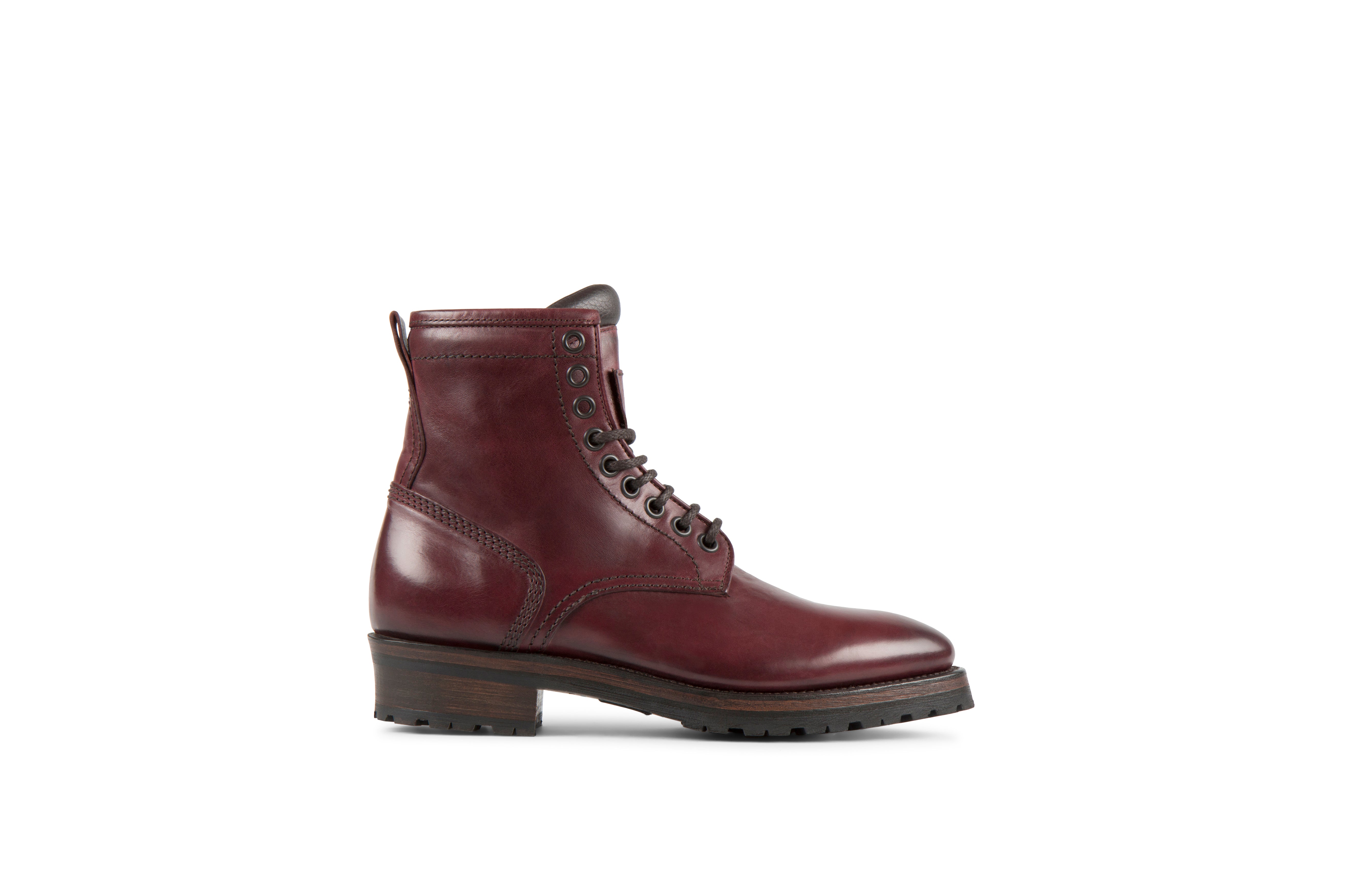 Royal Burgundy Cordovan Leather Logger Boots