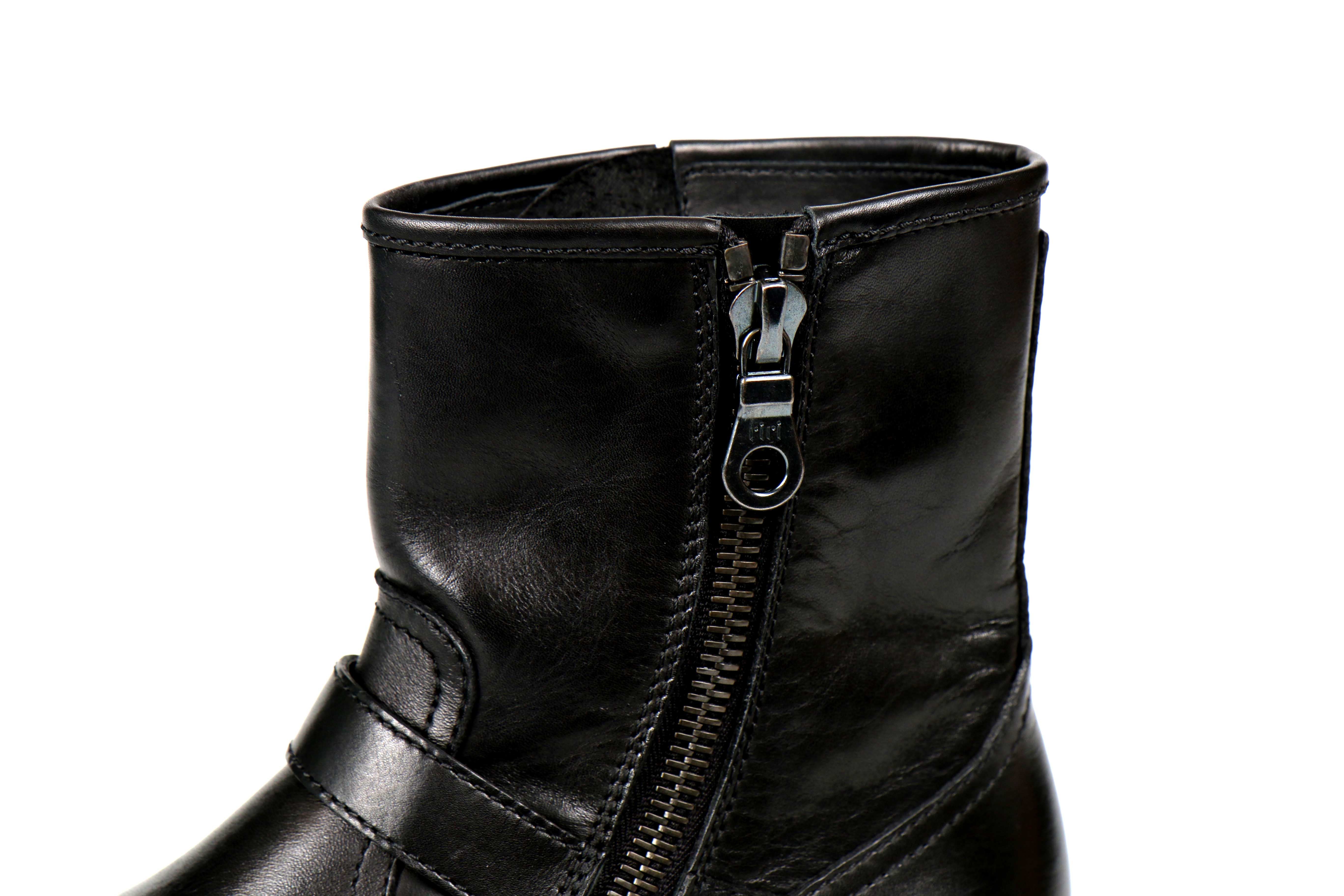Steel Black Cordovan Leather Motorcycle Boots