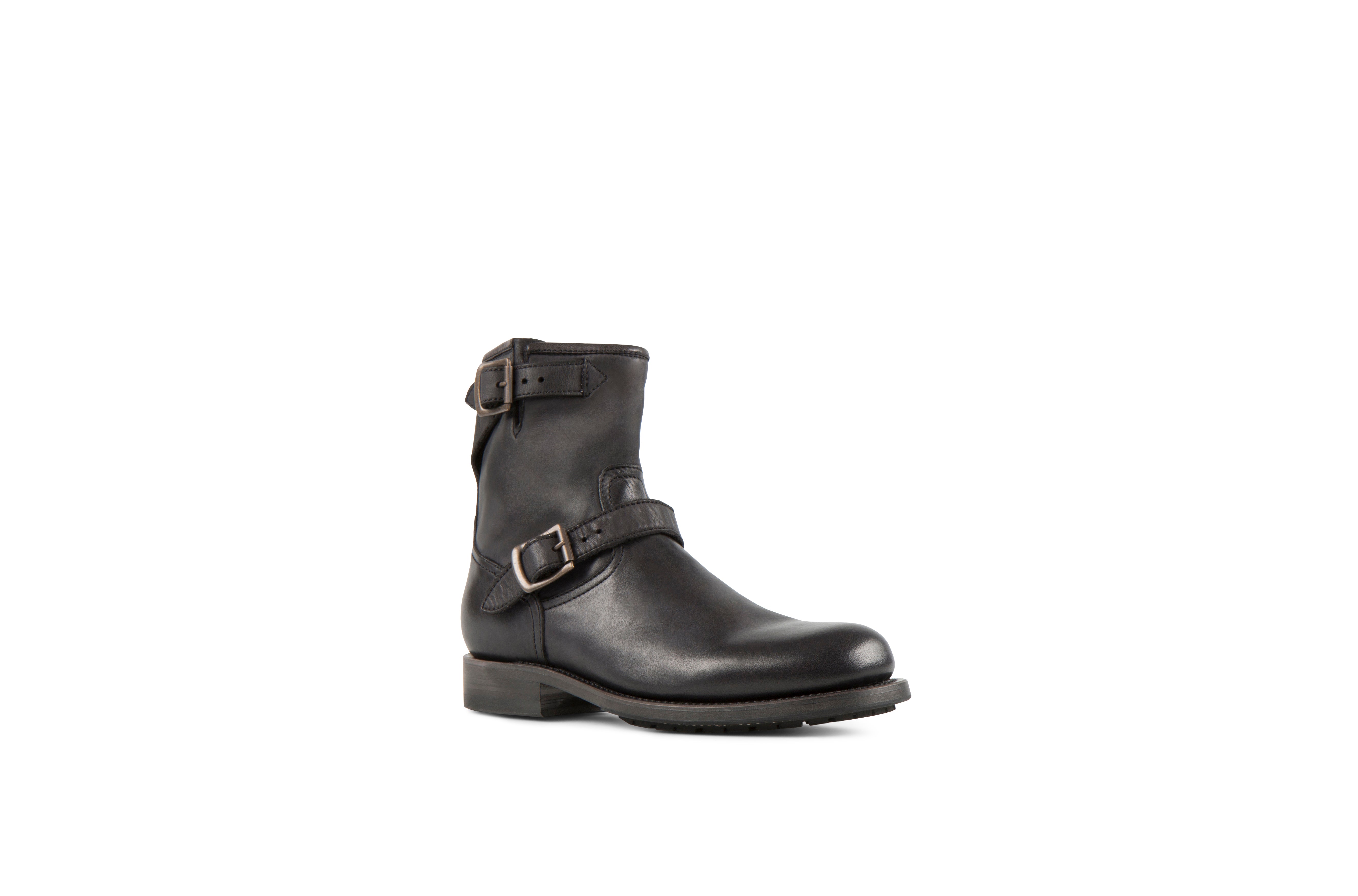 Lowrider Black Washed Calf Leather Rock Boots